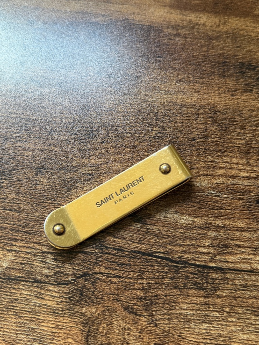 YSL ID Money Clip in Bronze Metal